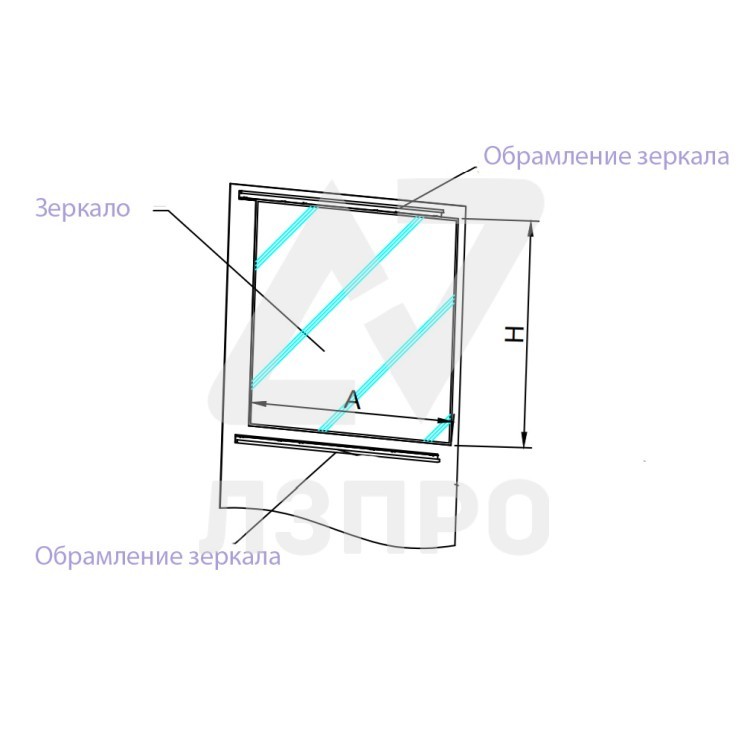 Обрамление зеркала (к-т: 2шт.) нерж.сталь шлиф. L-2190 мм